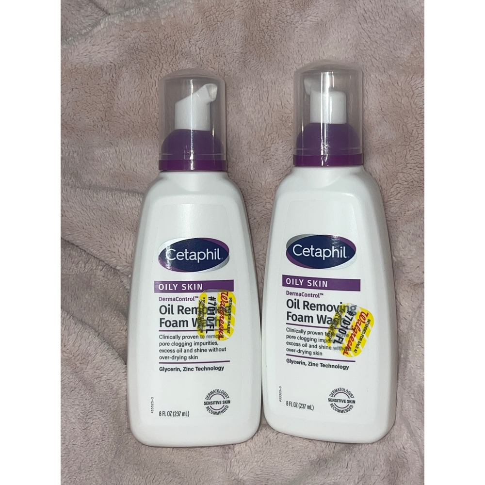 2 Pack Cetaphil DermaControl Oil Removing Foam Wash Oily Skin 8oz Each